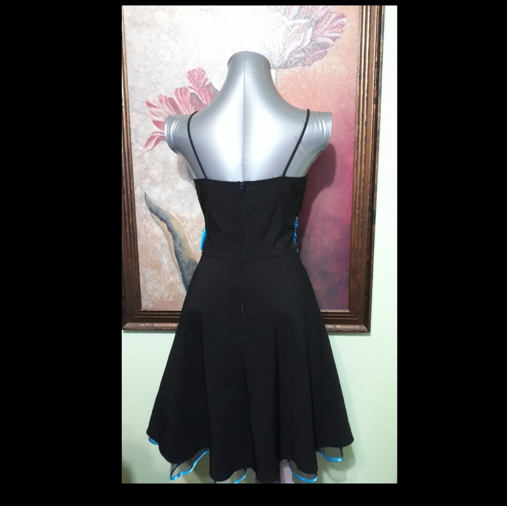 Black with blue ribbon dress - Picture 3 of 4